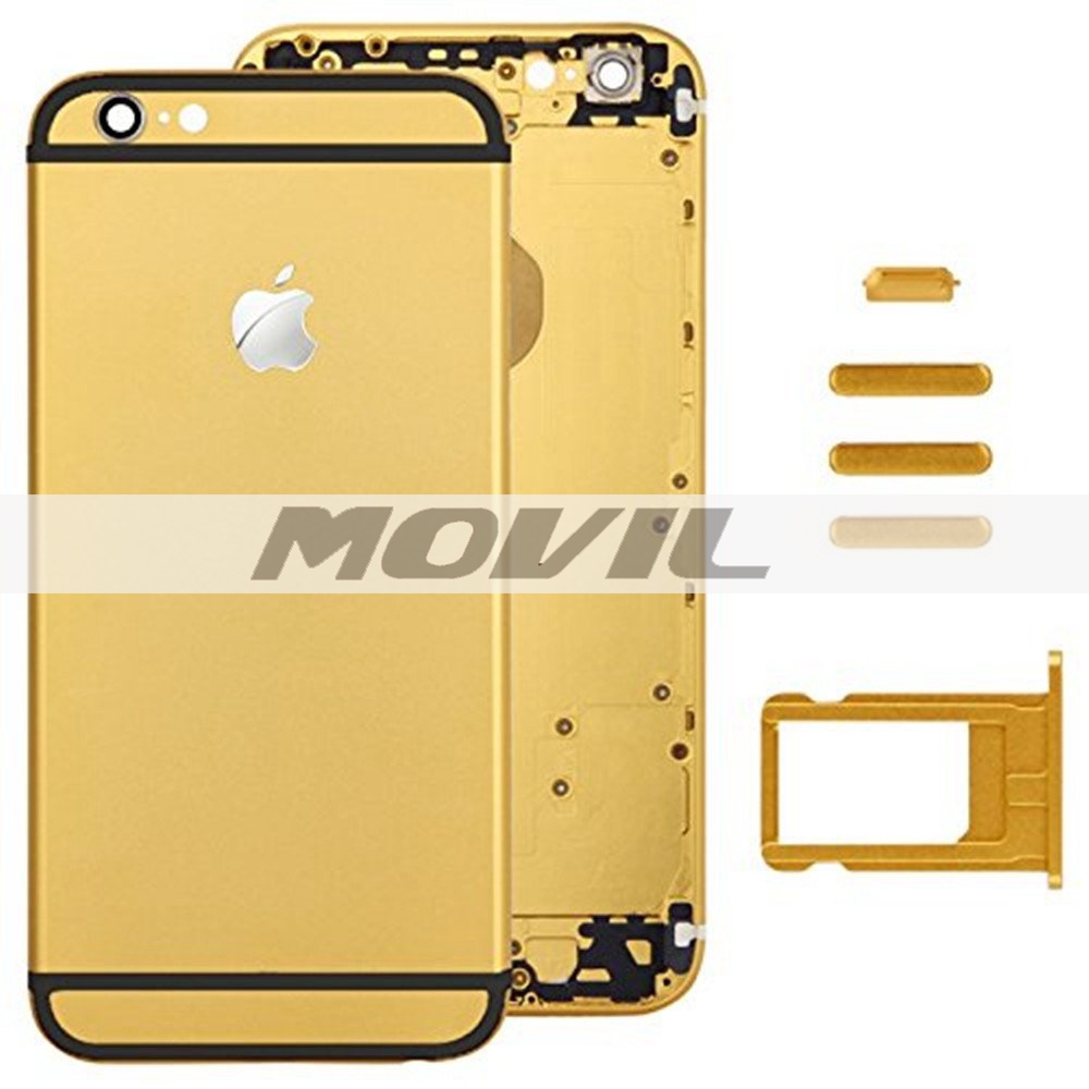 Housing Door Back Cover Mobile Phone Housing Cell Phone Replacements for iPhone 6 4.7 inch - Golden with Black Strap